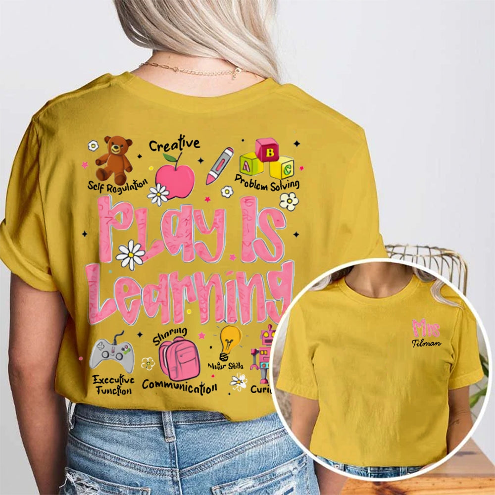 Personalized Name Play Is Learning Creative Problem Solving Double Printed T-shirt