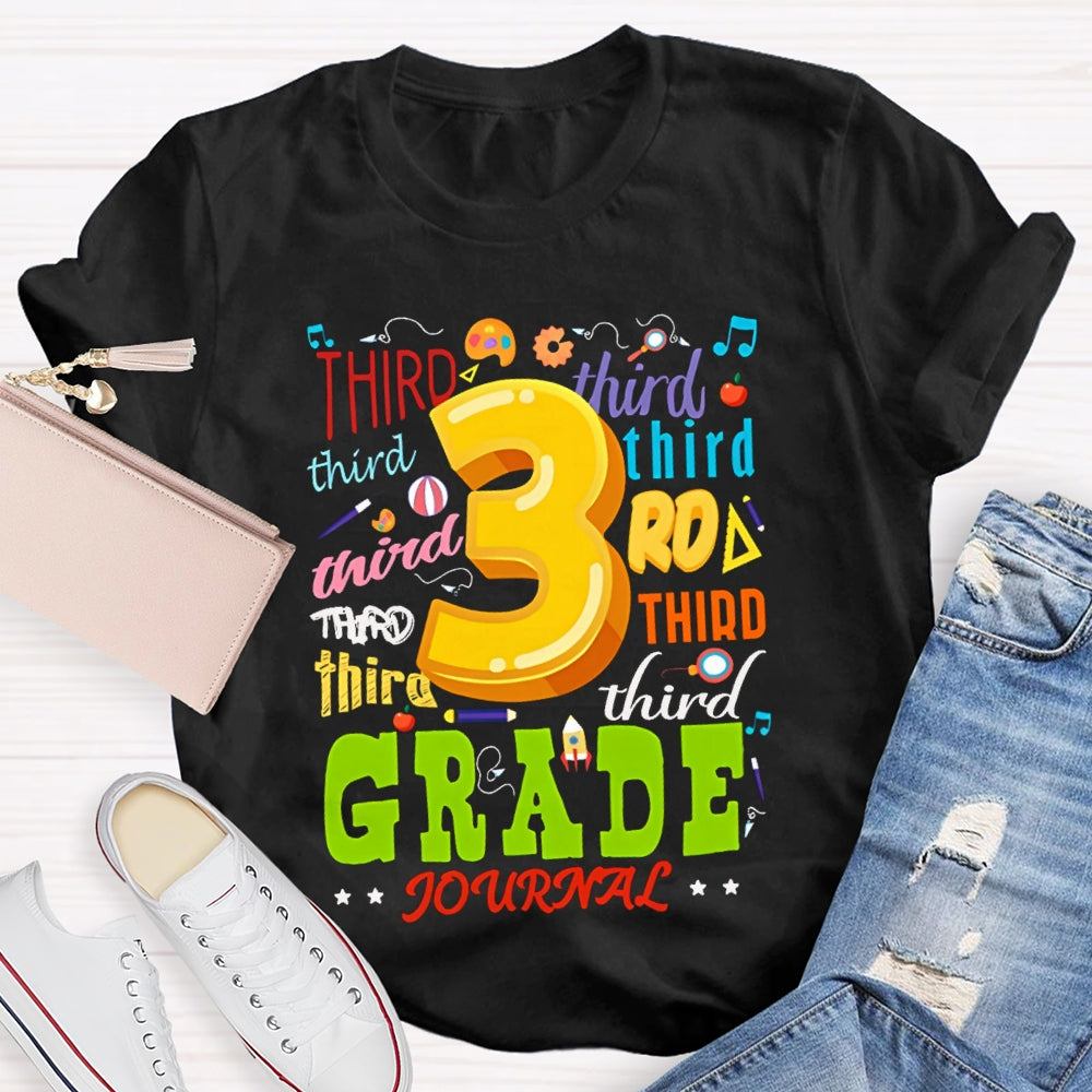 Personalized Grade Color Fonts Third Grade Teacher T-shirt