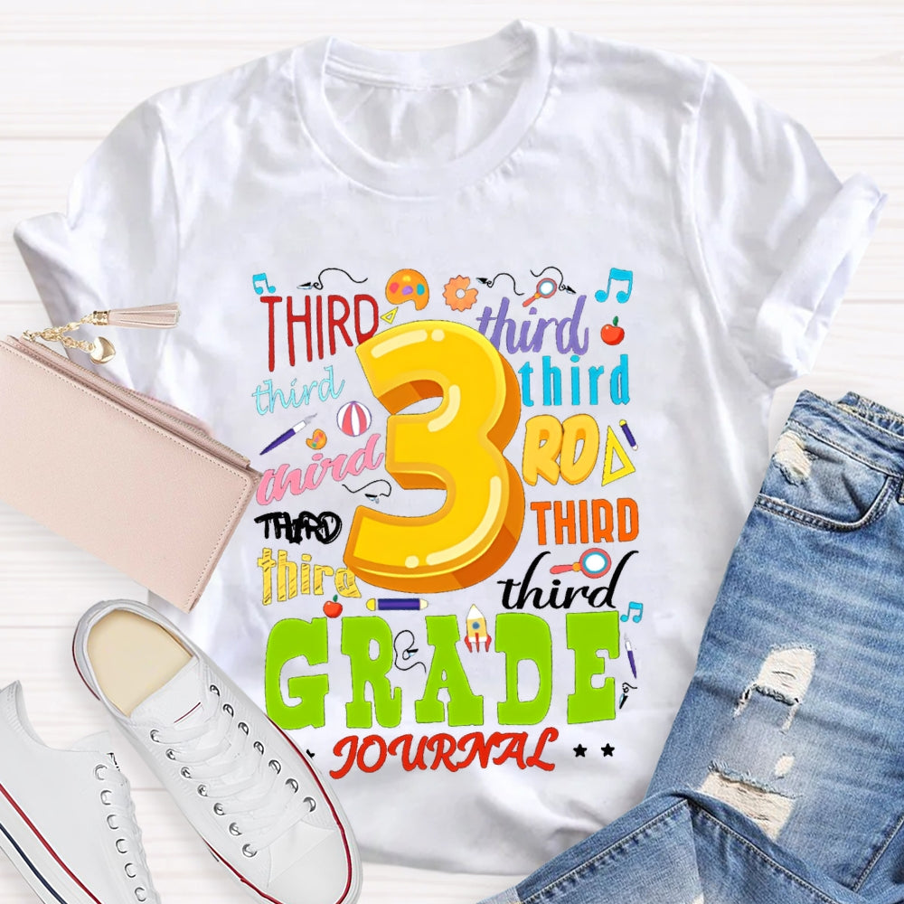 Personalized Grade Color Fonts Third Grade Teacher T-shirt