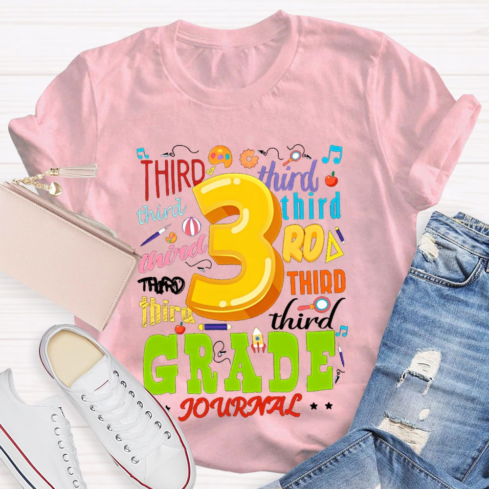 Personalized Grade Color Fonts Third Grade Teacher T-shirt