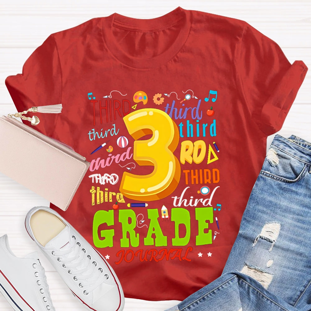 Personalized Grade Color Fonts Third Grade Teacher T-shirt