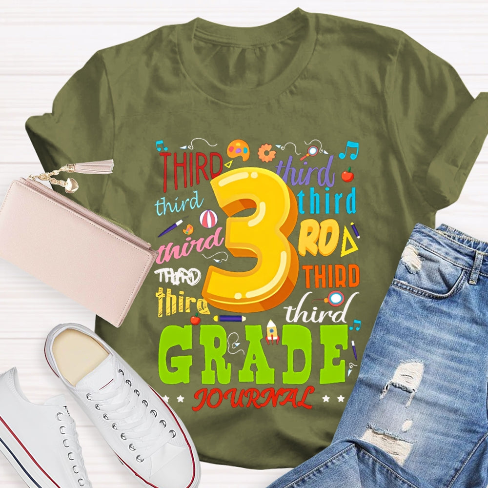 Personalized Grade Color Fonts Third Grade Teacher T-shirt