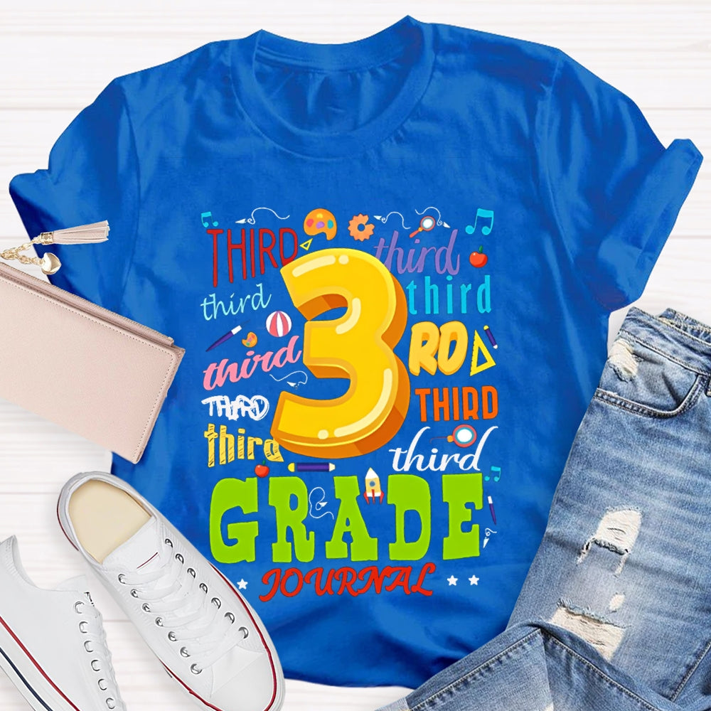 Personalized Grade Color Fonts Third Grade Teacher T-shirt