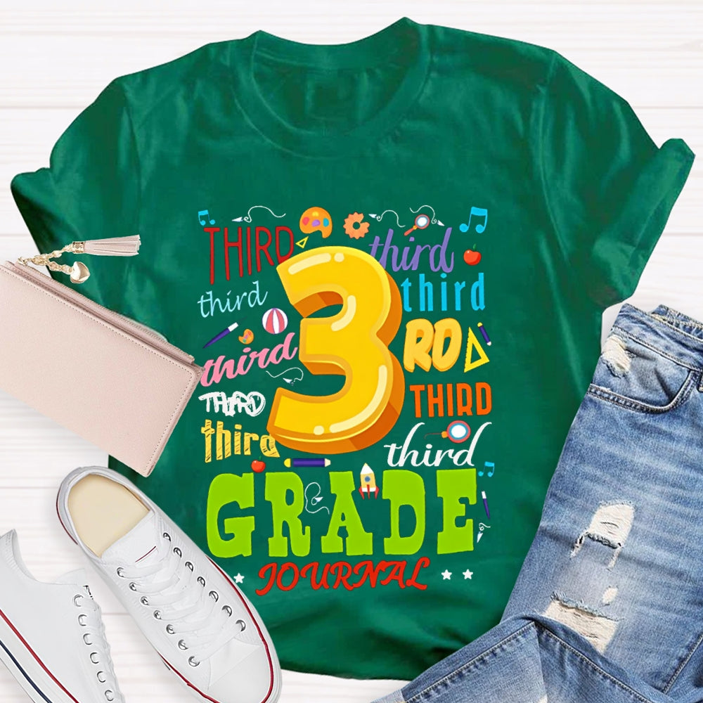 Personalized Grade Color Fonts Third Grade Teacher T-shirt