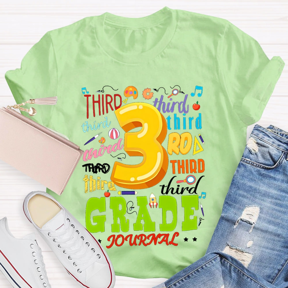 Personalized Grade Color Fonts Third Grade Teacher T-shirt