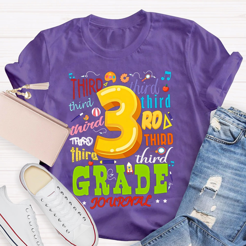 Personalized Grade Color Fonts Third Grade Teacher T-shirt