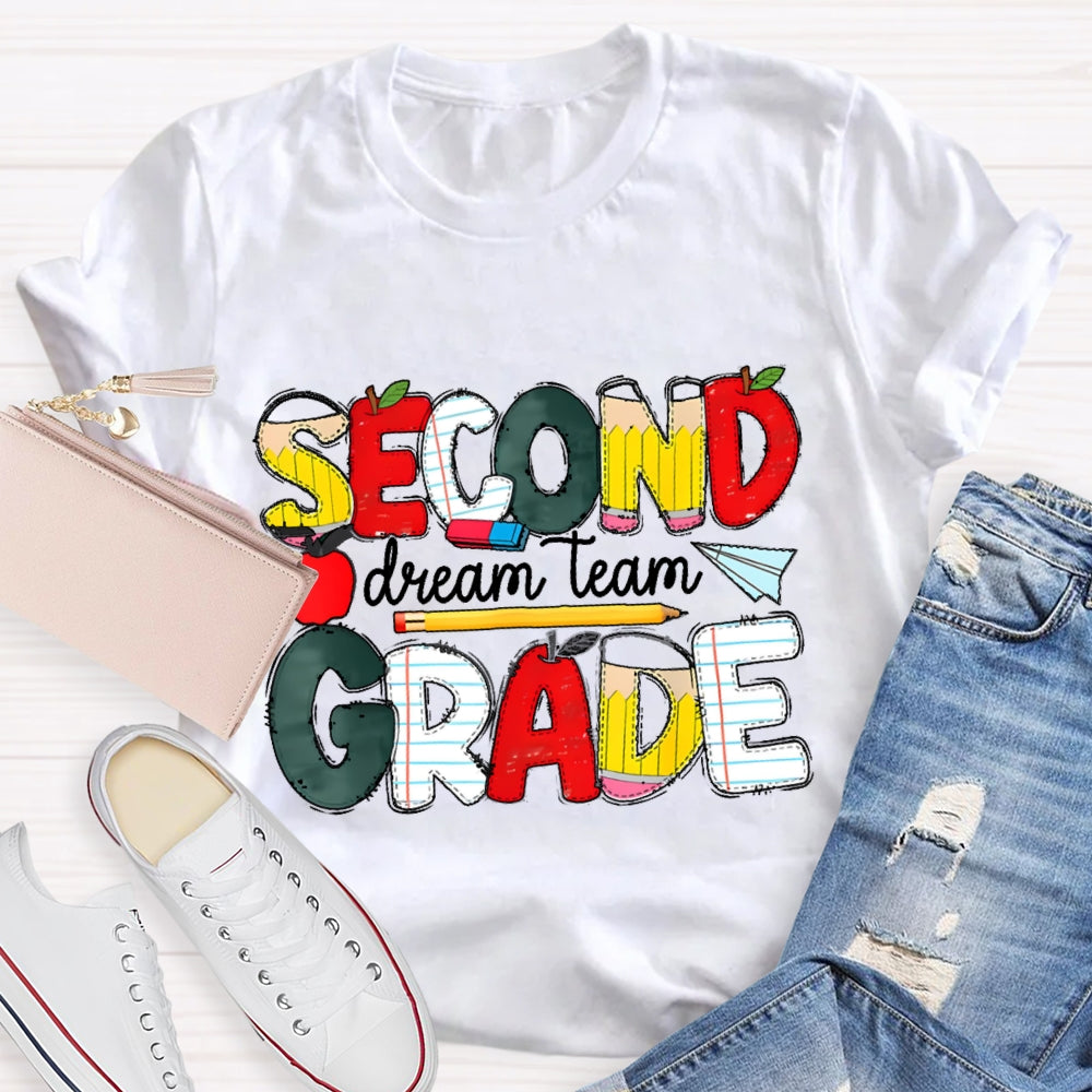 Personalized Grade Dream Team Grade Teacher Kids Back To School Cool T-shirt