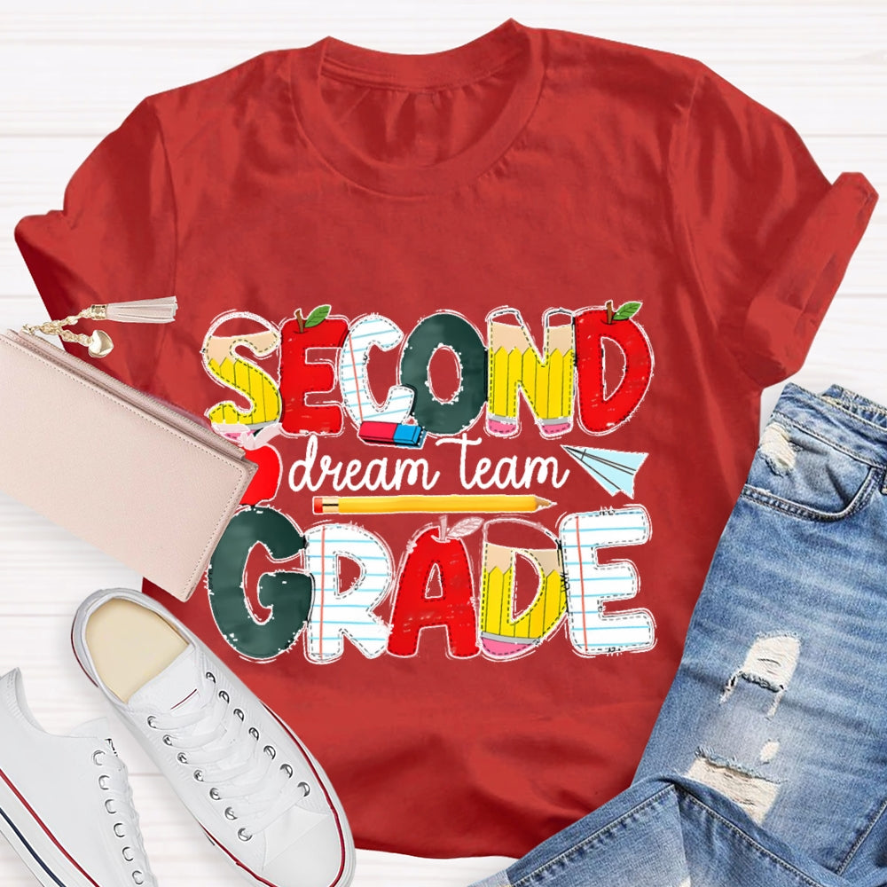Personalized Grade Dream Team Grade Teacher Kids Back To School Cool T-shirt