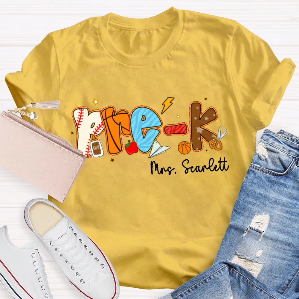 Personalized Name Funny Letter Print T-shirt