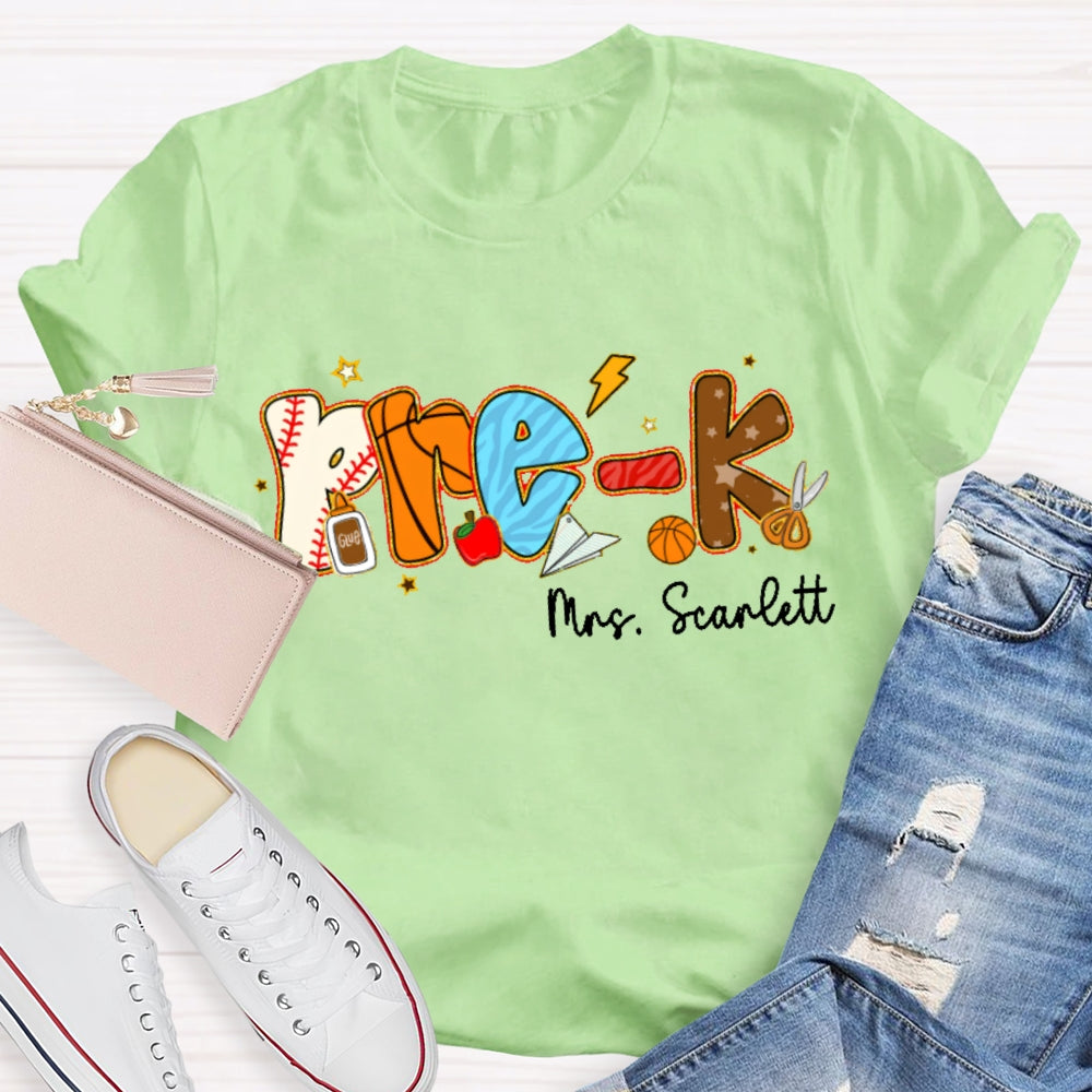 Personalized Name Funny Letter Print T-shirt