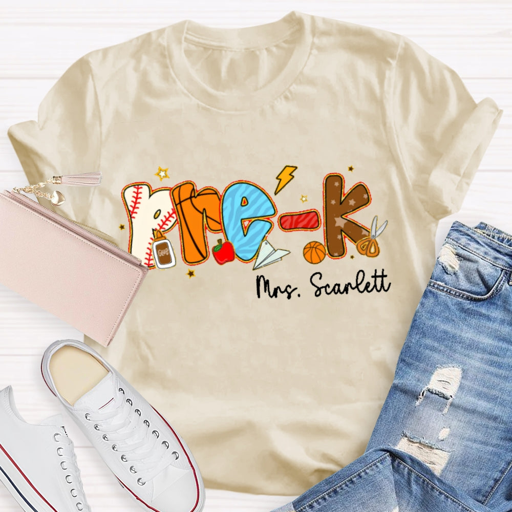 Personalized Name Funny Letter Print T-shirt
