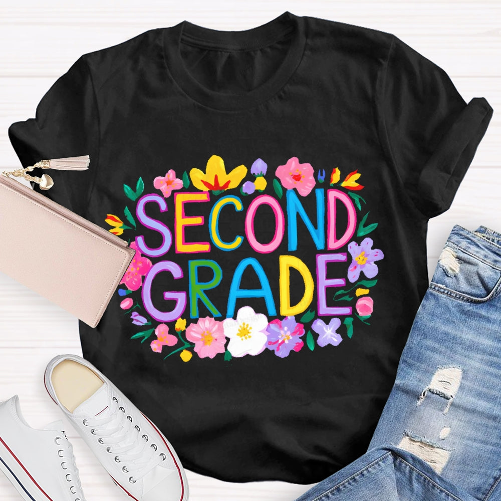 Personalized  Grade Second Grade  Funny Letter Print T-shirt
