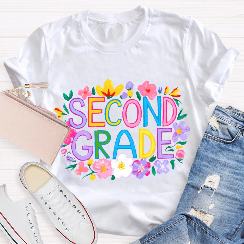 Personalized  Grade Second Grade  Funny Letter Print T-shirt