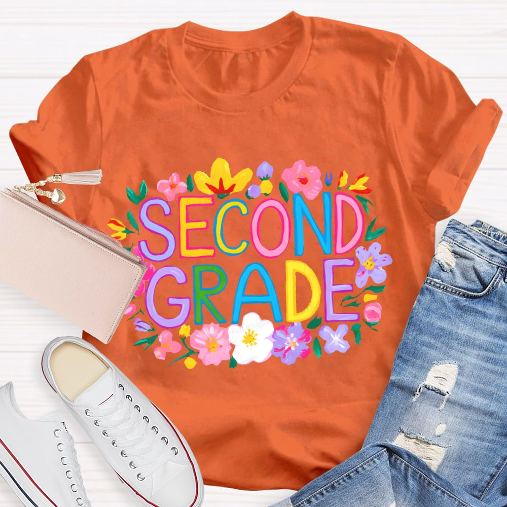 Personalized  Grade Second Grade  Funny Letter Print T-shirt