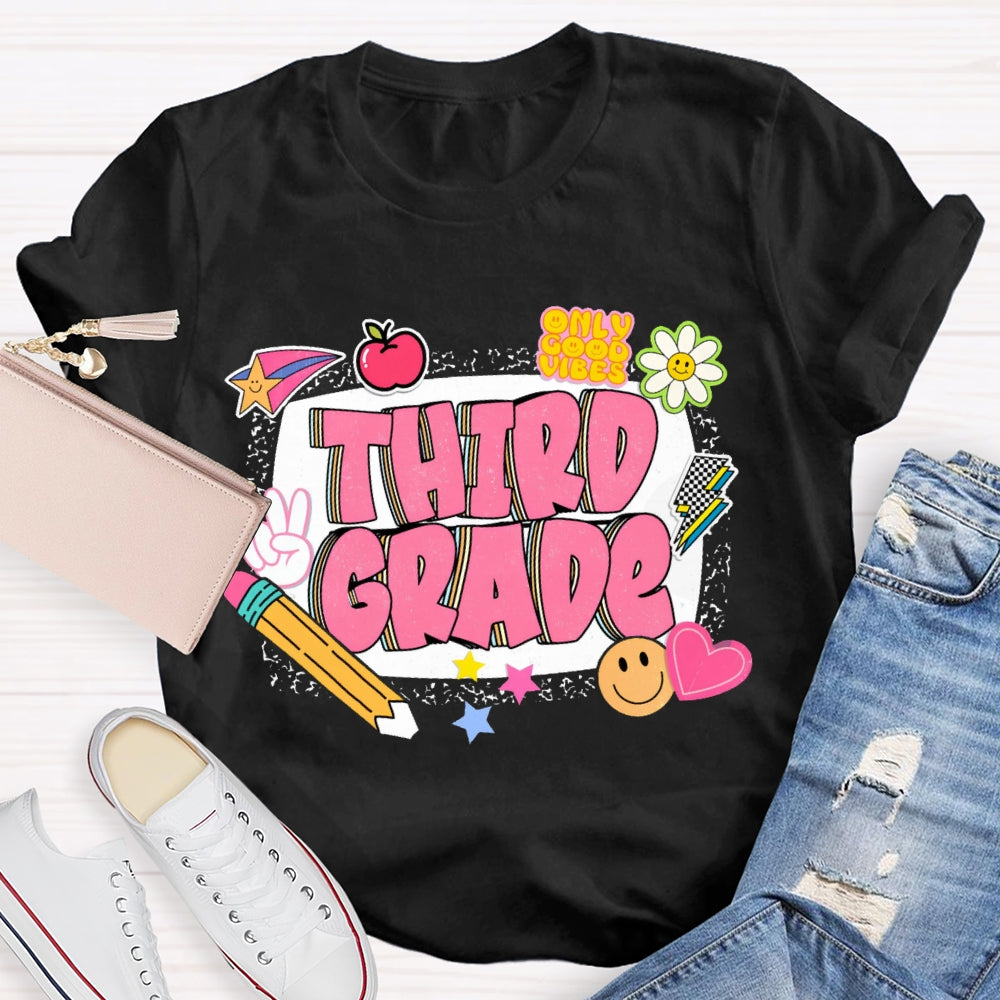 Personalized  Grade Third Grade  Funny Letter Print T-shirt