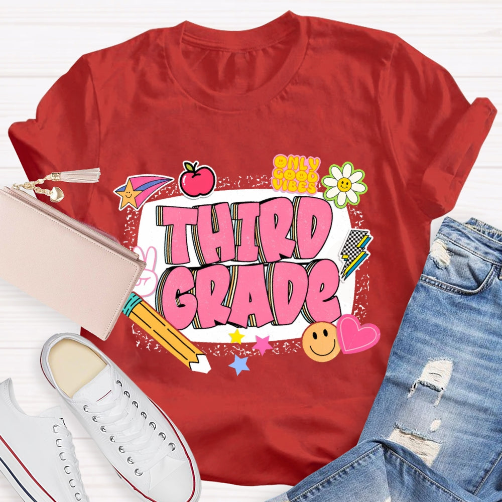 Personalized  Grade Third Grade  Funny Letter Print T-shirt