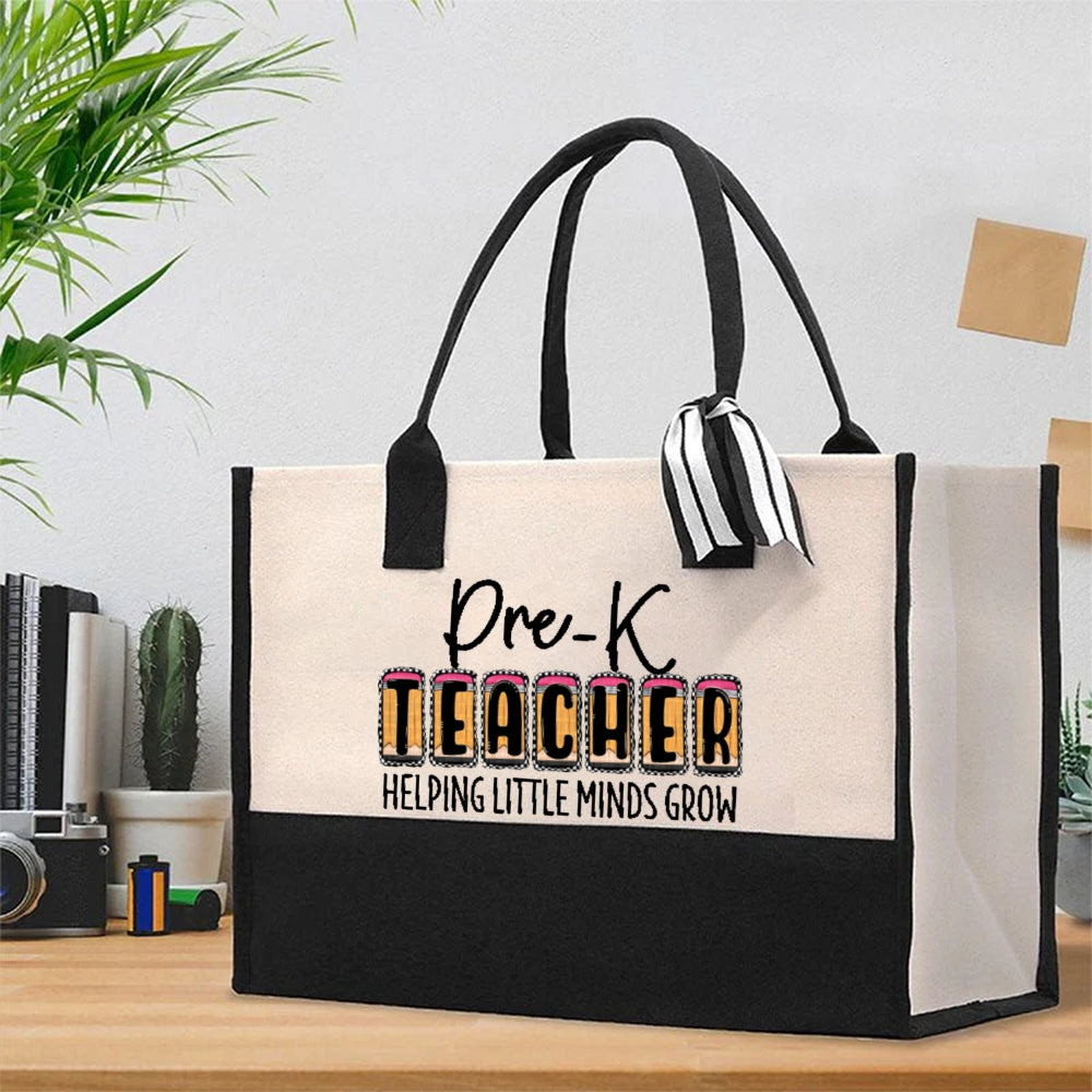 Personalized Grade Teacher Helping Little Minds Grow Cotton Tote Bag