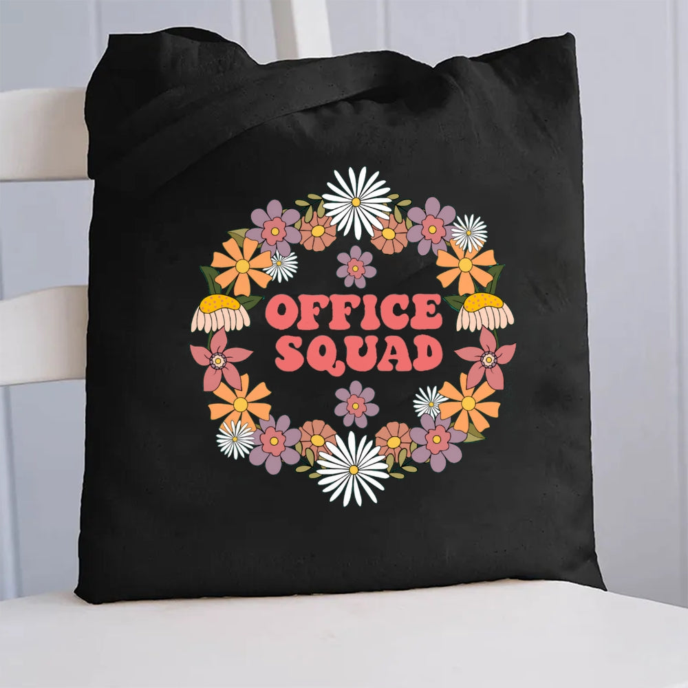 Office Squad Floral Canvas Tote Bag