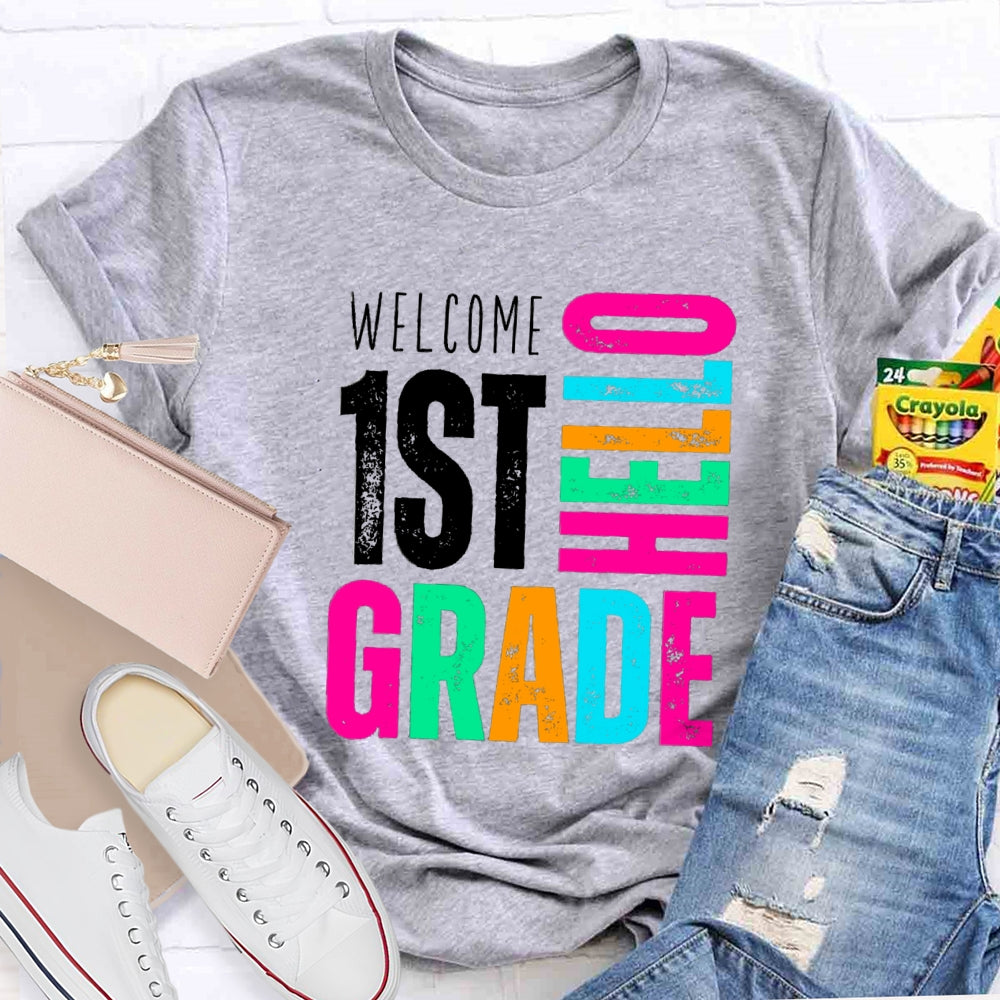Personalized Grade Welcome Hello First Grade T-Shirt
