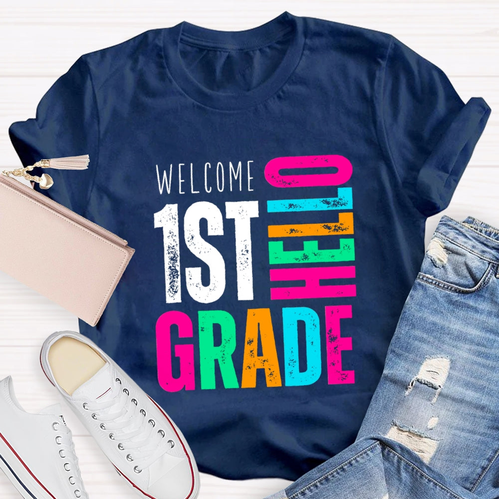Personalized Grade Welcome Hello First Grade T-Shirt
