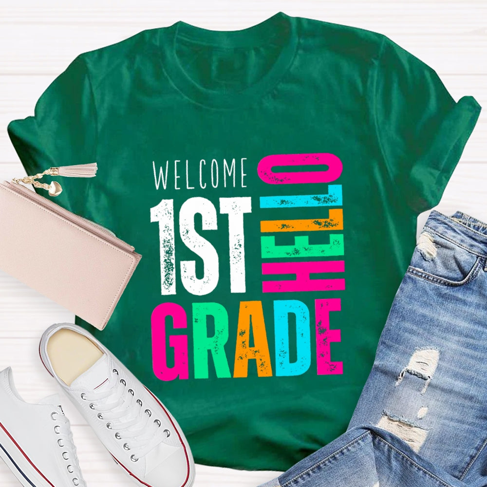 Personalized Grade Welcome Hello First Grade T-Shirt