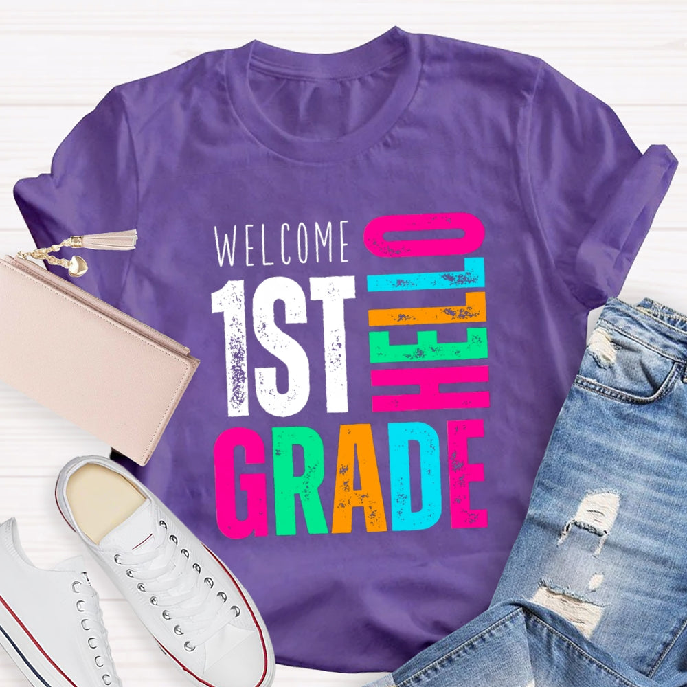 Personalized Grade Welcome Hello First Grade T-Shirt