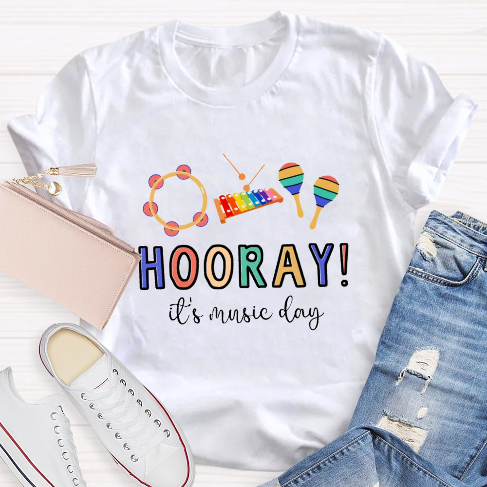 Hooray It'S Music Day  Musical Instrument T-Shirt