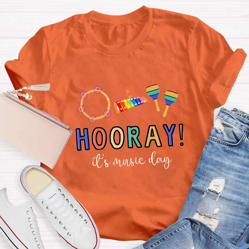 Hooray It'S Music Day  Musical Instrument T-Shirt