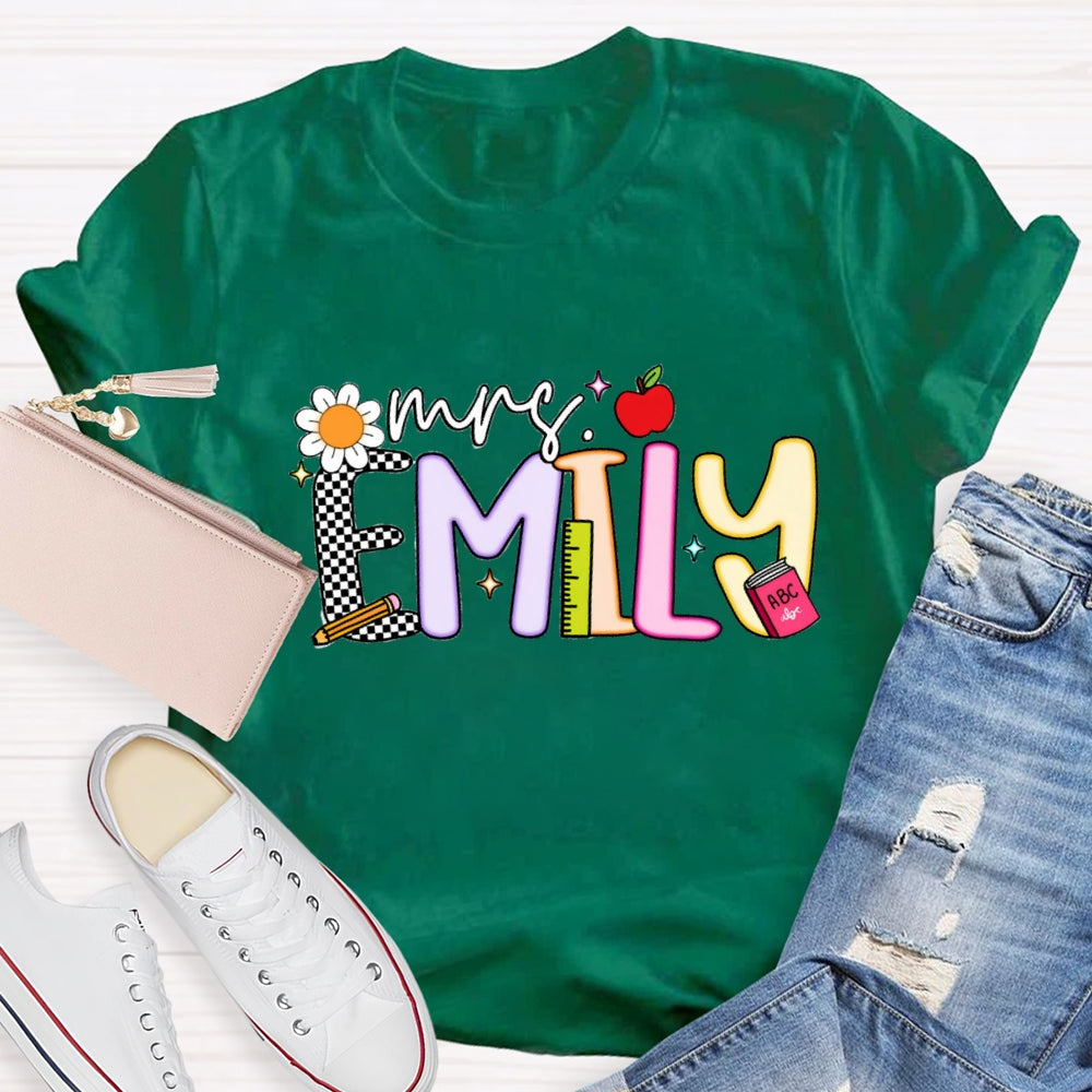 Personalized Name Emily Back To School T-Shirt