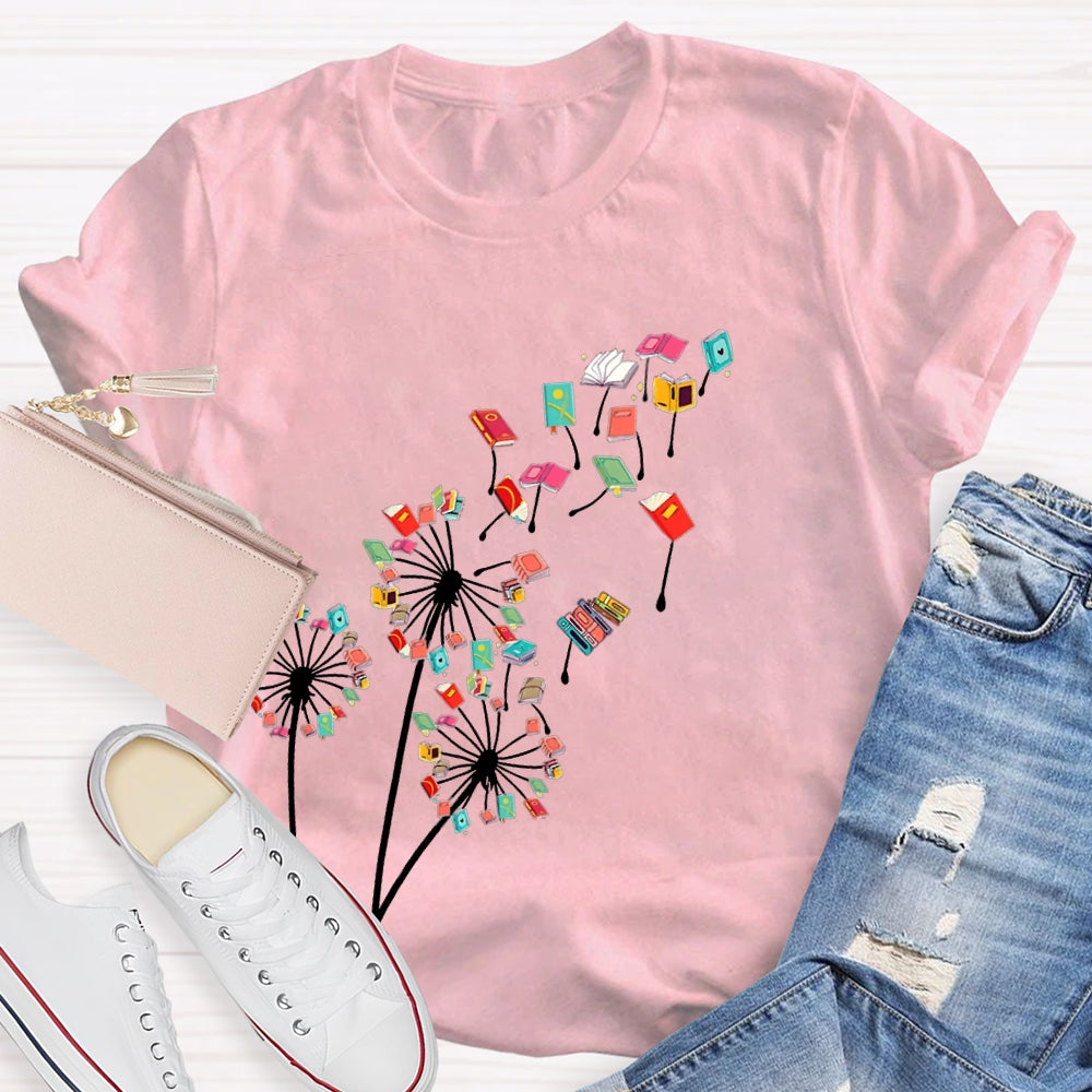Dandelion Books Reading Lover Casual Print T-shirt