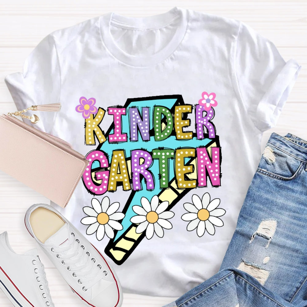 Personalized Grade Kinder Garten  Colorful Letters Polka Dots T-shirt