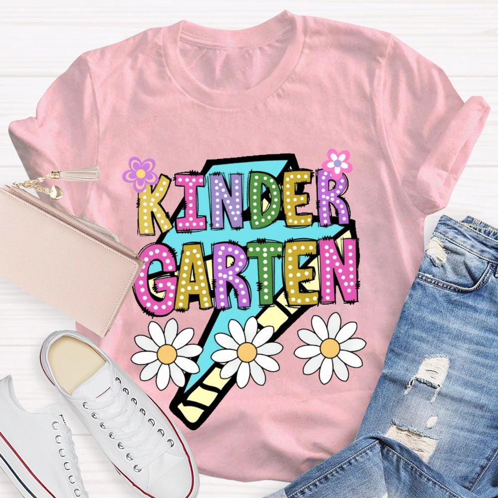 Personalized Grade Kinder Garten  Colorful Letters Polka Dots T-shirt