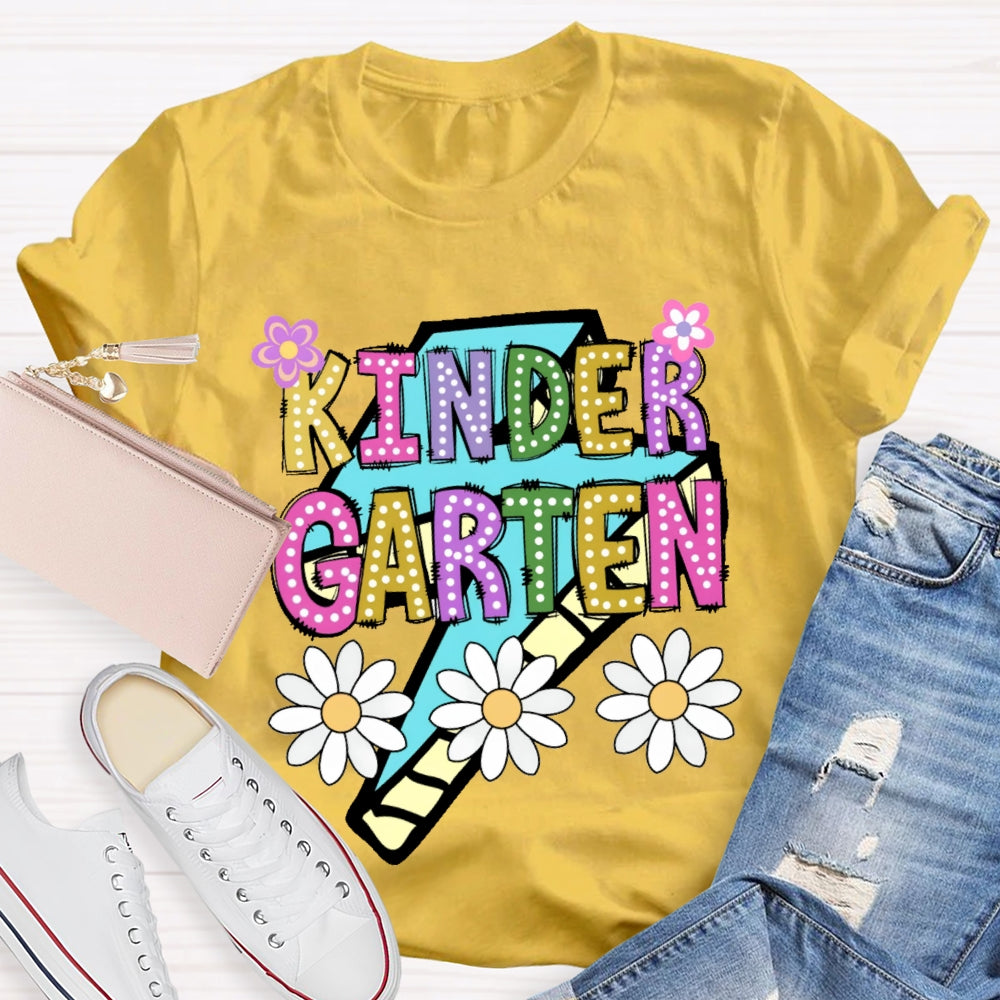 Personalized Grade Kinder Garten  Colorful Letters Polka Dots T-shirt