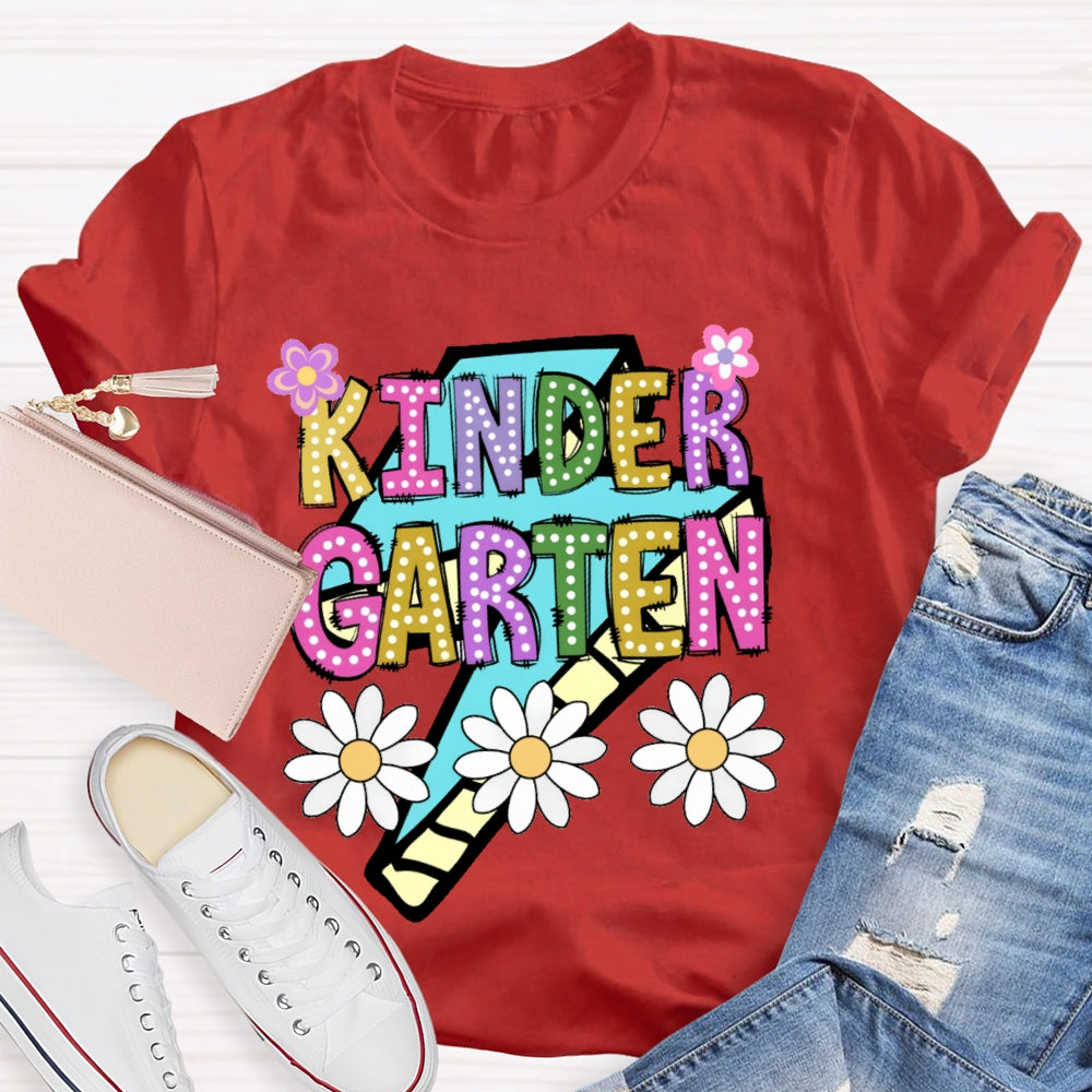 Personalized Grade Kinder Garten  Colorful Letters Polka Dots T-shirt