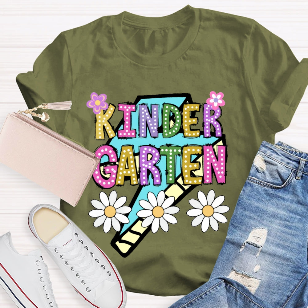 Personalized Grade Kinder Garten  Colorful Letters Polka Dots T-shirt