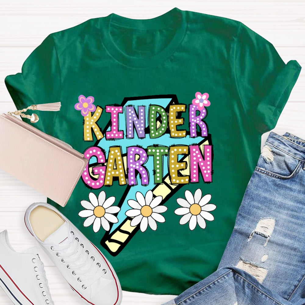 Personalized Grade Kinder Garten  Colorful Letters Polka Dots T-shirt