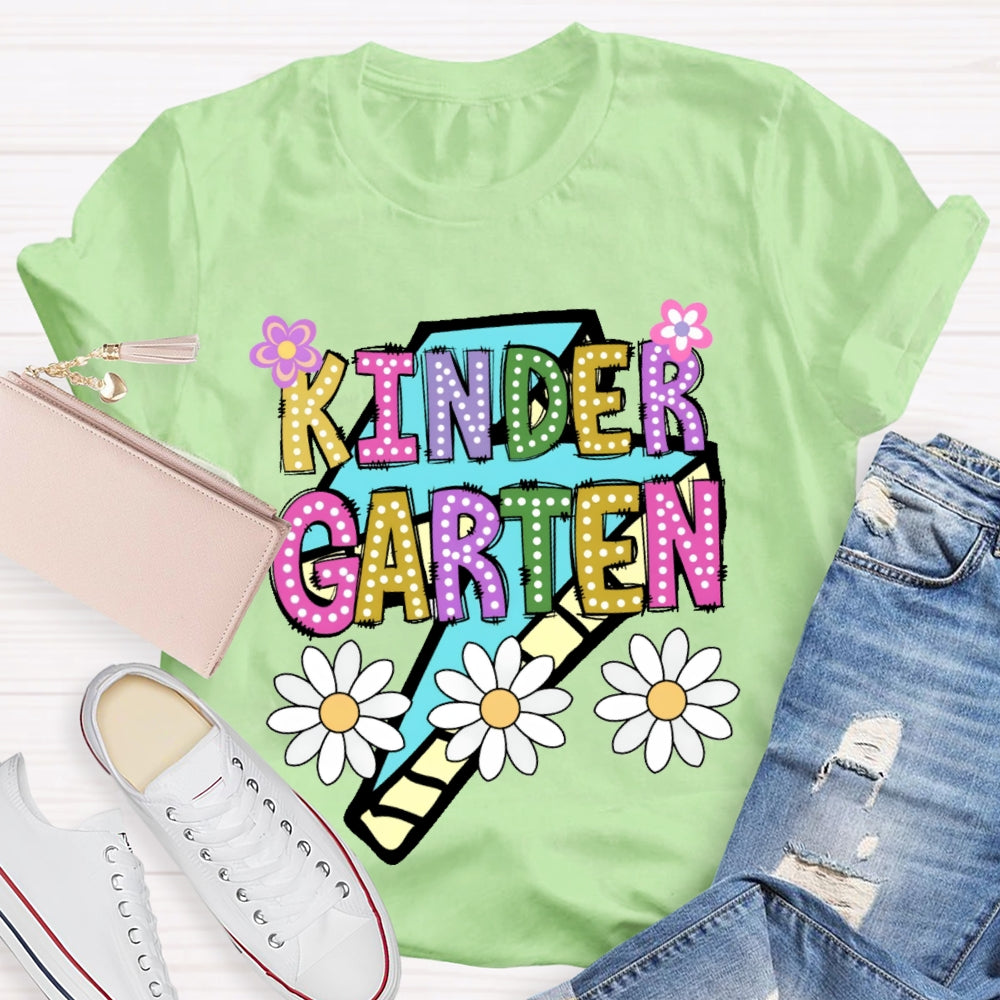 Personalized Grade Kinder Garten  Colorful Letters Polka Dots T-shirt