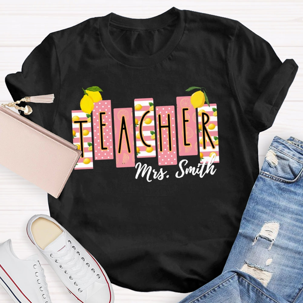 Personalized Name Teacher Shirt Lemon Pattern Printing T-shirt