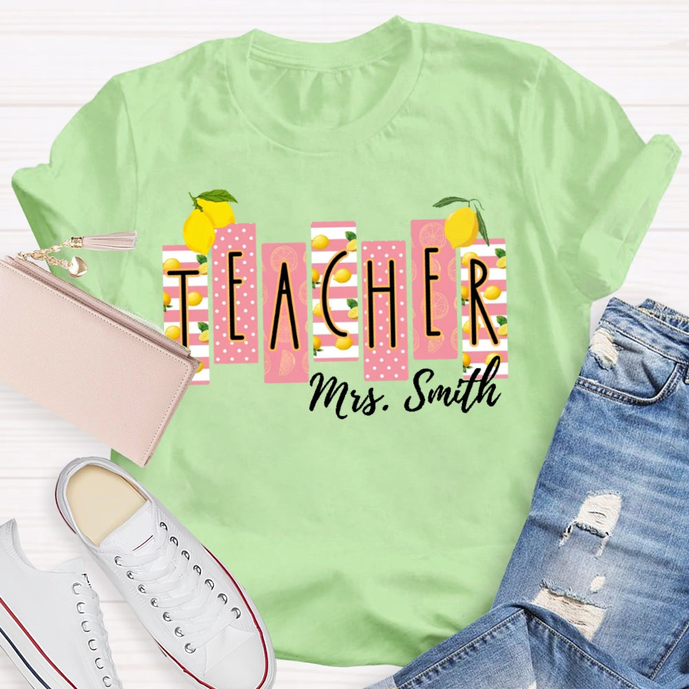 Personalized Name Teacher Shirt Lemon Pattern Printing T-shirt