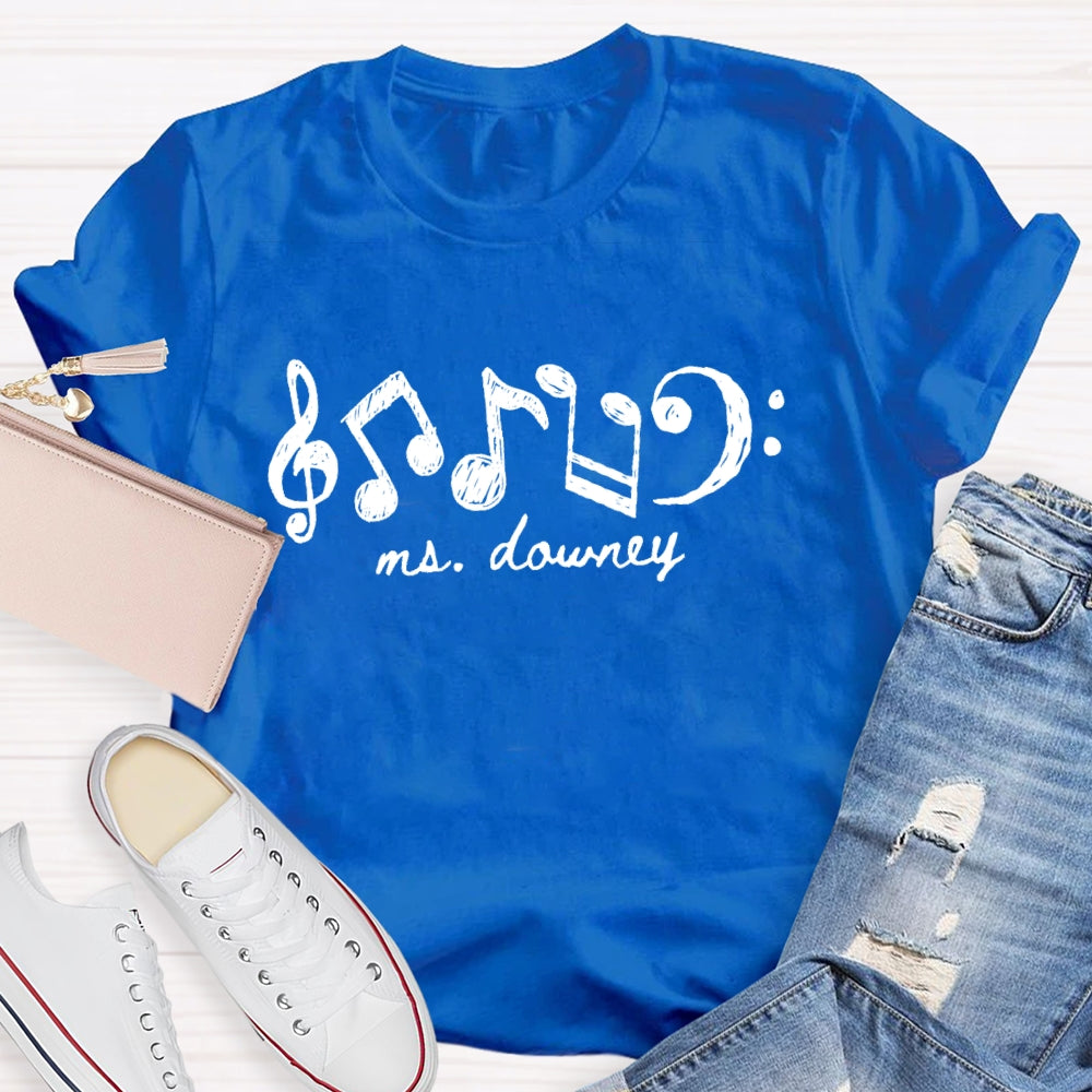 Personalized Name Note Pattern Printing T-shirt