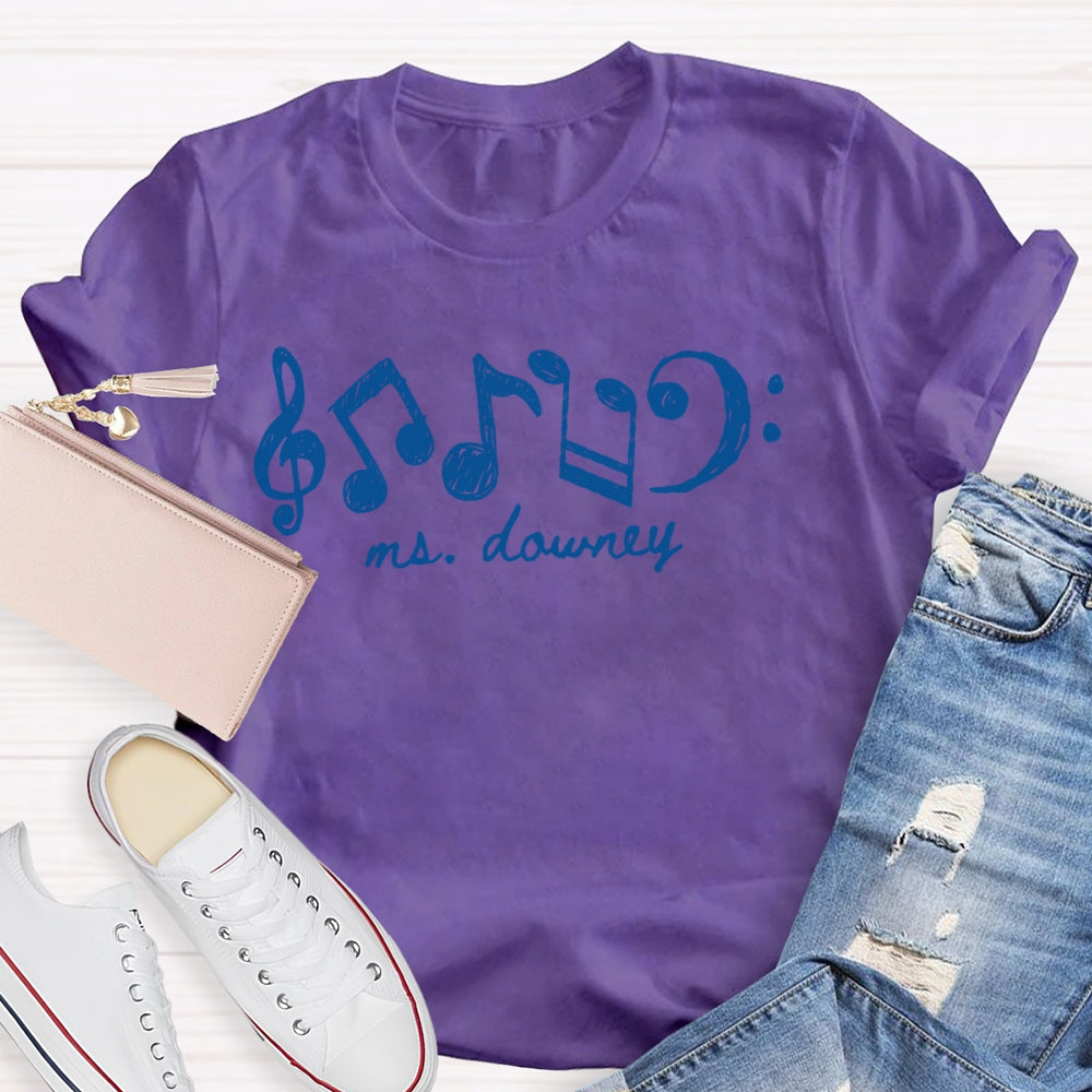 Personalized Name Note Pattern Printing T-shirt