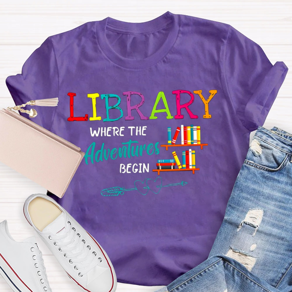 Library Where The Adventures Begin Coloring Book T-shirt