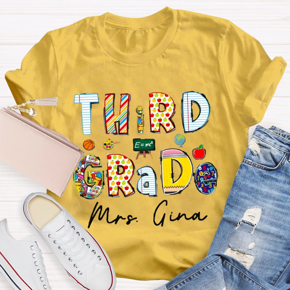 Personalized Grade And Name Teaching Aids T-Shirt