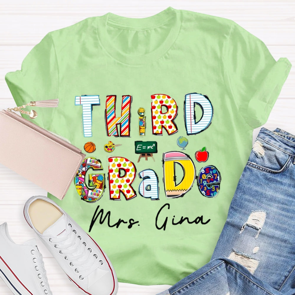 Personalized Grade And Name Teaching Aids T-Shirt