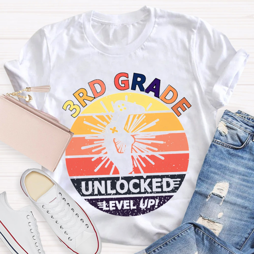 Personalized 3rd Grade Unlockede Level Up Teacher Shirt