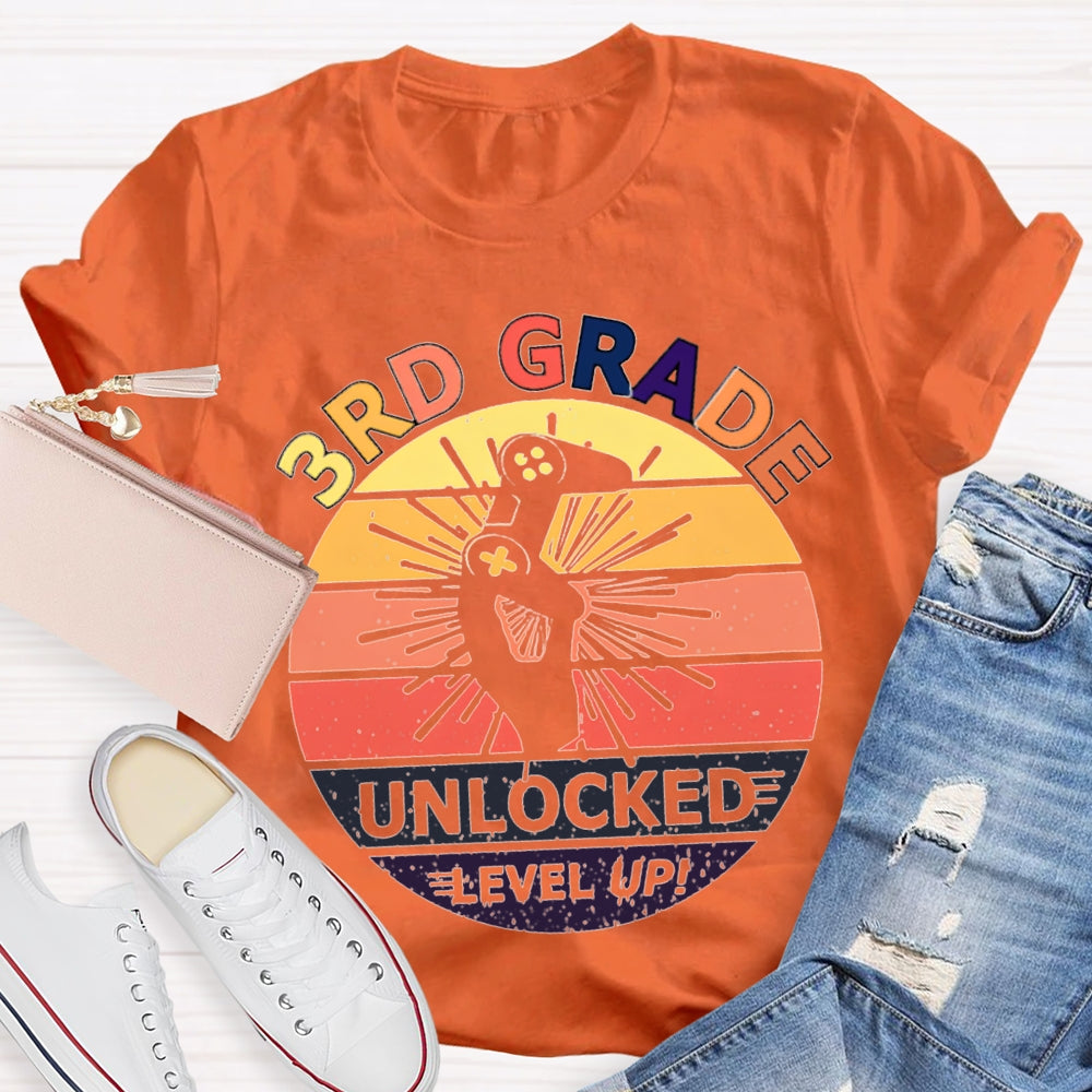 Personalized 3rd Grade Unlockede Level Up Teacher Shirt