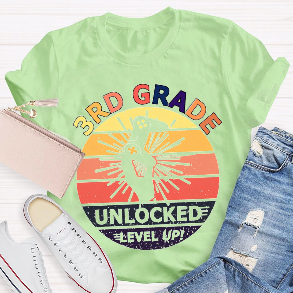 Personalized 3rd Grade Unlockede Level Up Teacher Shirt