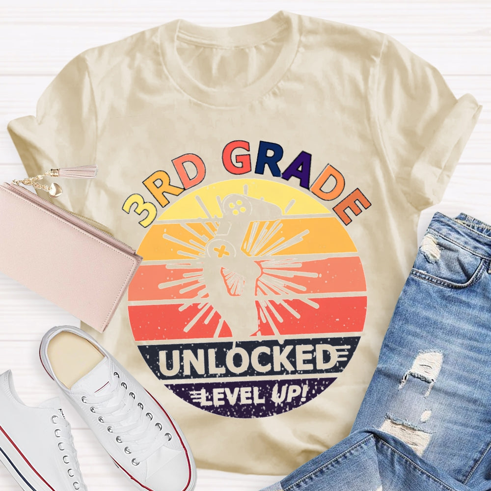 Personalized 3rd Grade Unlockede Level Up Teacher Shirt