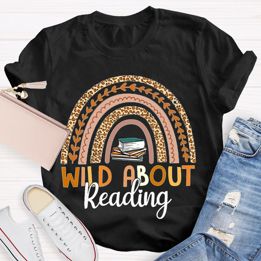 Wild About Reading Leopard Curve Print T-shirt