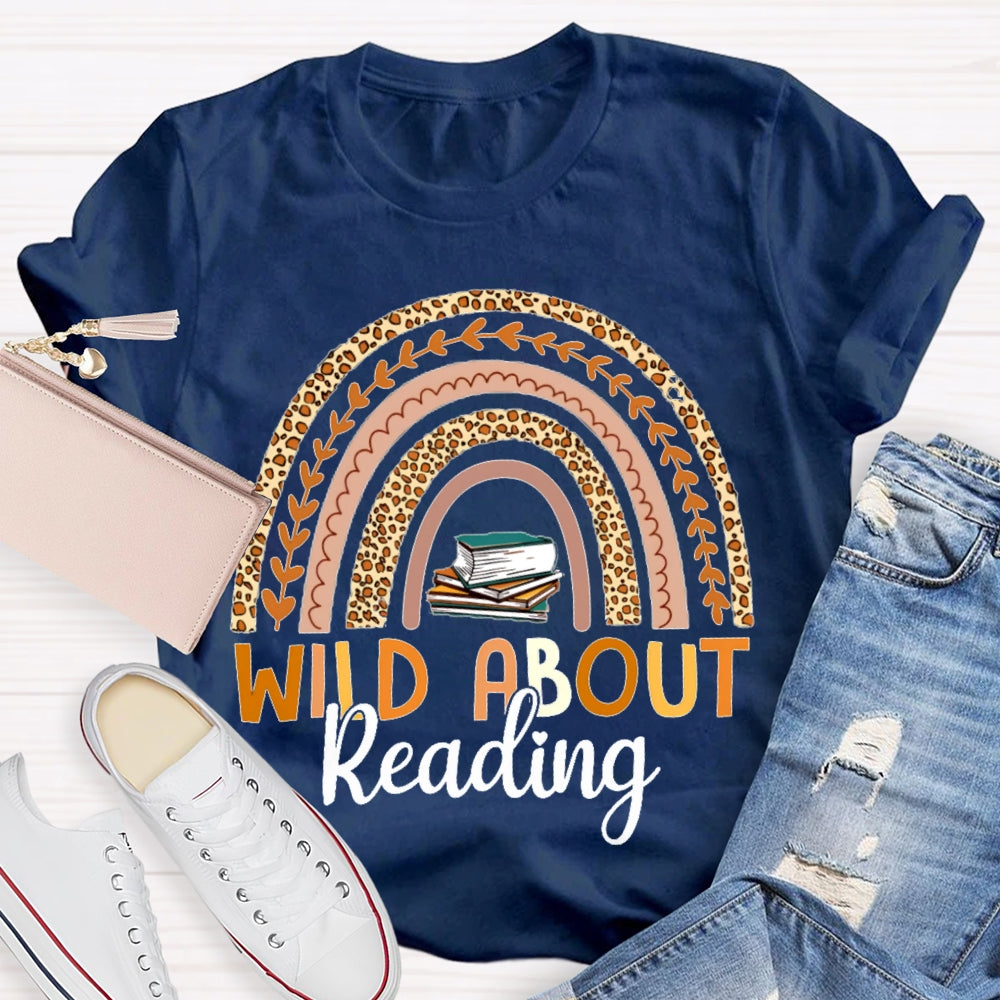 Wild About Reading Leopard Curve Print T-shirt